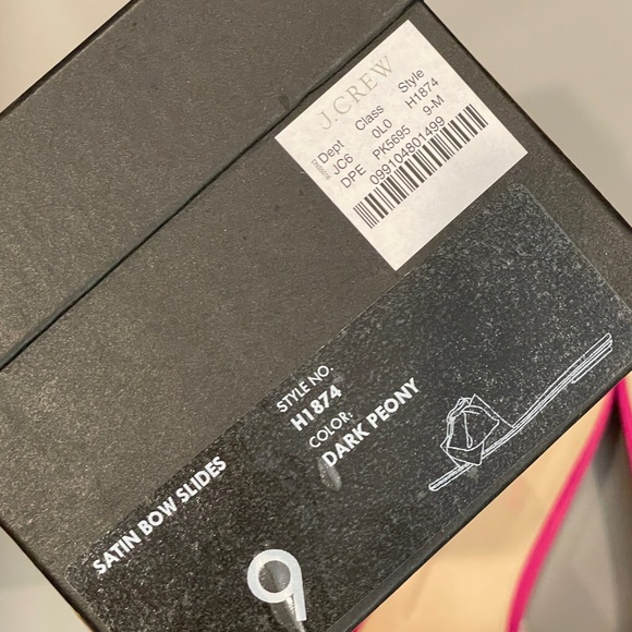 J Crew Women's Satin Dark Peony Pink Slide Sandals New 9 - Picture 3 of 3